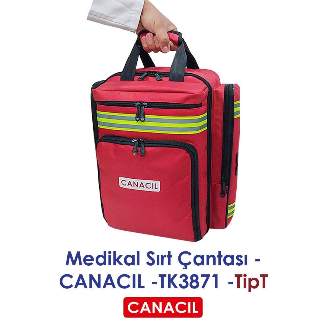 Canacil TK3871 TipT Profesyonel Medikal Sırt Çantası | Kırmızı | 1900 Denye Lüks Kumaş | Tasarım Tescilli