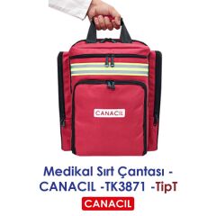 Canacil TK3871 TipT Profesyonel Medikal Sırt Çantası | Kırmızı | 1900 Denye Lüks Kumaş | Tasarım Tescilli