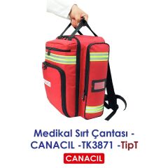 Canacil TK3871 TipT Profesyonel Medikal Sırt Çantası | Kırmızı | 1900 Denye Lüks Kumaş | Tasarım Tescilli