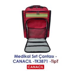 Canacil TK3871 TipT Profesyonel Medikal Sırt Çantası | Kırmızı | 1900 Denye Lüks Kumaş | Tasarım Tescilli