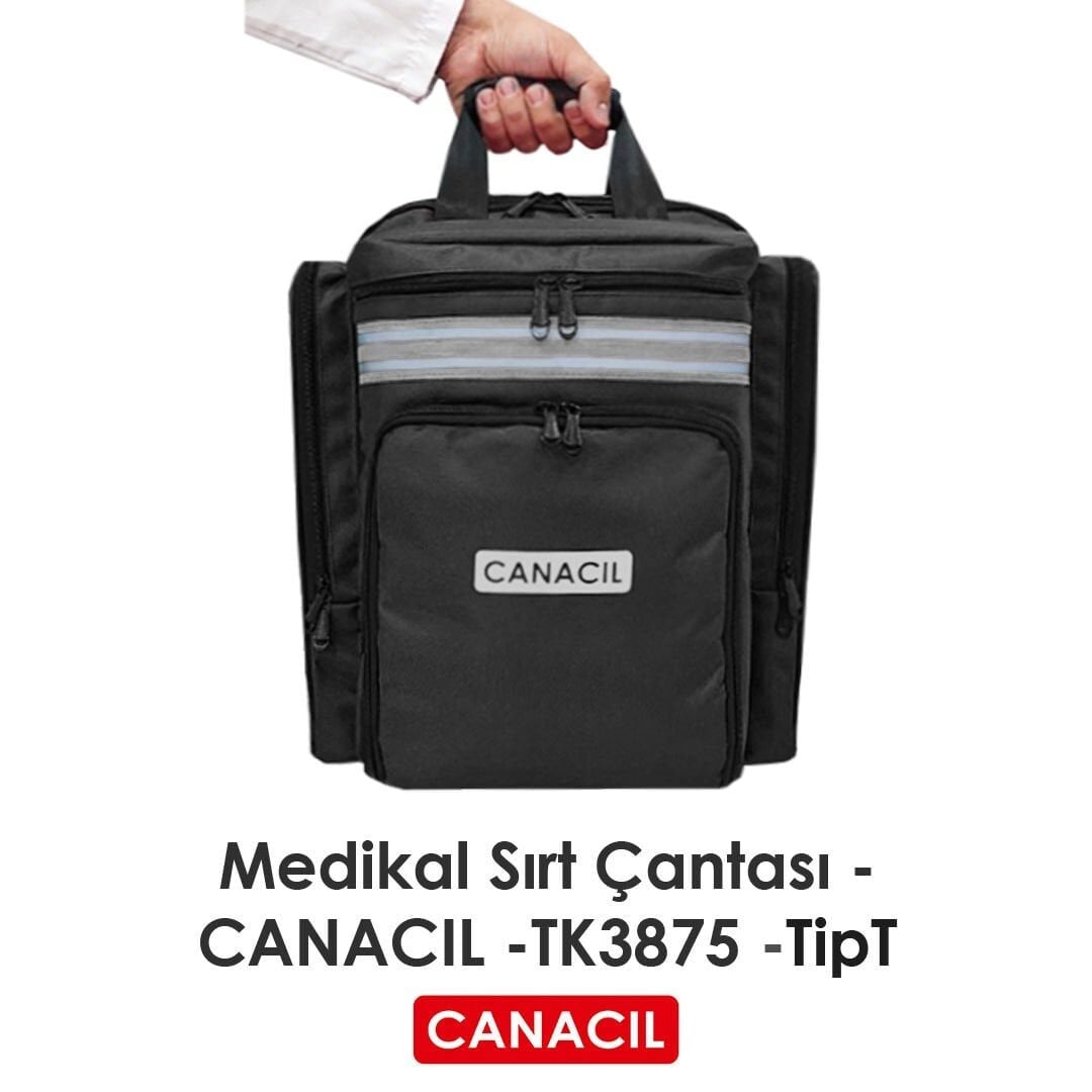 Canacil TK3875 TipT Profesyonel Medikal Sırt Çantası | Siyah | 1900 Denye Lüks Kumaş | Tasarım Tescilli