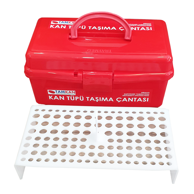125’lik Kan Tüpü Taşıma Çantası | Kırmızı Polistren Sporlu | Mühürlenebilir Kilitli | 30x15x15 cm