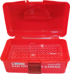 125’lik Kan Tüpü Taşıma Çantası | Kırmızı Polistren Sporlu | Mühürlenebilir Kilitli | 30x15x15 cm