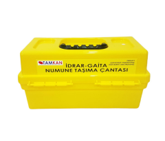 TK7601 7 İdrar 6 Gaita Numune Taşıma Çantası | Sarı Tasarım | Mühürlenebilir Kilit | 32x17x16 cm