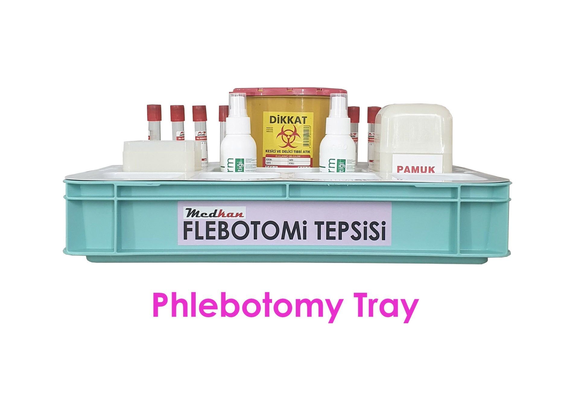 TK2130 Kulpsuz Flebotomi Kan Alma Tepsi Seti | Disposable İç Tepsili | Malzemeli Tam Set