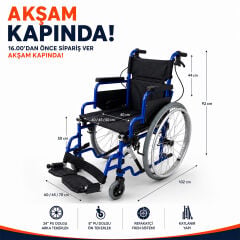 Poylin P110 Standart Manuel Tekerlekli Sandalye | 40 cm Oturma Genişliği, Hareketli Kolçak ve Çıkabilir Ayaklık