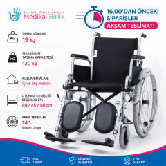 P112 Özellikli Manuel Tekerlekli Sandalye | 45 cm Oturma Genişliği, Ayak Kalkar Sistemi ve Hareketli Kolçak