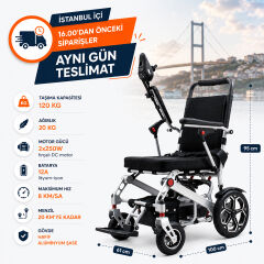 Poylin P199 Hafif Akülü Tekerlekli Sandalye | Lityum Pil | Tek Hamle Katlanabilir Alüminyum Şase