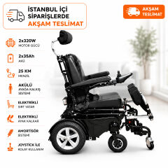 Poylin P302 Ayağa Kaldıran Akülü Tekerlekli Sandalye | Full Ortopedik, Akıllı Güvenlik Donanımlı ve Gelişmiş Pozisyonlandırma Sistemi