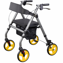 Poylin P581 Ekonomik Dört Tekerlekli Rollator | Katlanabilir Yürüteç | Oturma Tablalı ve Sepetli
