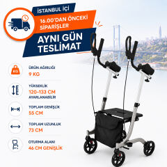 Poylin P787 Kol Dayamalı Lüks Rollator | Dik Yürüyüş Desteği | Ergonomik Ön Kol Destekli Yürüteç