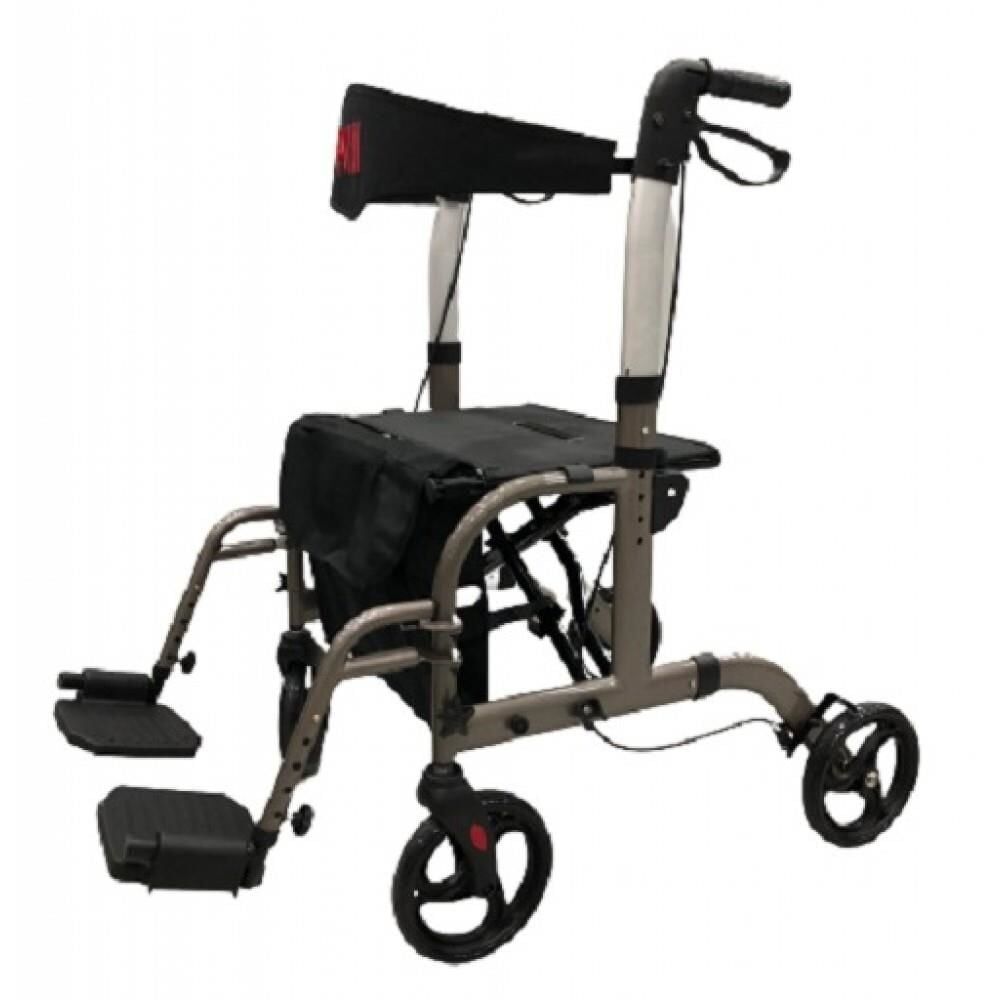 Poylin P777P Ayaklıklı Lüks Rollatör Titanyum orjinal poylin yürüteç frenli oturaklı hasta yürüteci