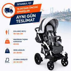 MyWam Mewa Engelli Çocuk Puseti | Ayarlanabilir Büyüyen Şase | Profesyonel Tasarım Rehabilitasyon Puseti Altın-Siyah