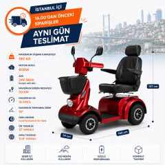 Poylin P414 Akülü Engelli Aracı (Scooter) | 4 Tekerlekli Maksimum Denge, Lüks Kaptan Koltuk ve Üstün Performans