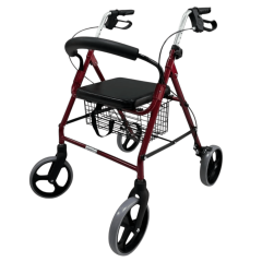 Poylin P580 Ekonomik Rollator | Dört Tekerlekli Frenli Yürüme Desteği | Oturma Tablalı ve Sepetli
