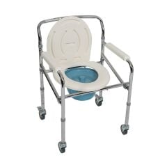 PR-771 Tekerlekli Katlanır Komot Tuvalet Sandalyesi | 100 Kg, Klozetli Hasta Tuvalet Arabası | TAGESAN