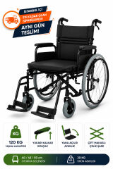 Poylin P108 Çelik Tekerlekli Sandalye | 45 cm Oturma Genişliği ile Dayanıklı ve Pratik Manuel Sandalye