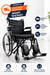 Poylin P109 Çelik Tekerlekli Sandalye | 40 cm Oturma Genişliği ile Güçlü ve Konforlu Manuel Sandalye