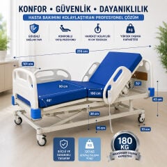 4 Motorlu Full ABS Hasta Karyolası | Elektrikli Trendelenburg Hasta Yatağı 200-220 kg 90x190 cm
