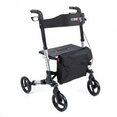 Walker Rollator alüminyum hafif seyahat kurtarıcı, yürüteç tam donanımlı, 3 kat katlanabilir, bagaj için, katlanabilir, seyahat ve uçuş için, yüksekliği ayarlanabilir, kayış, baston tutucu, yürüme